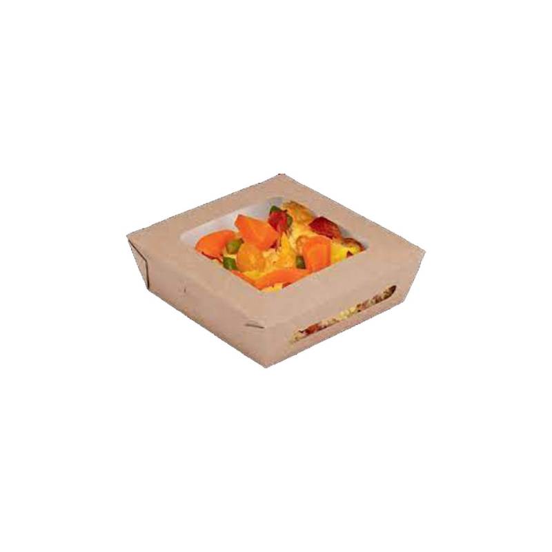 Boîte nomipack avec couvercle et fenêtre en papier brun cm 12x12x4