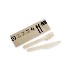 Set de couverts en bois Servipack avec serviette de table