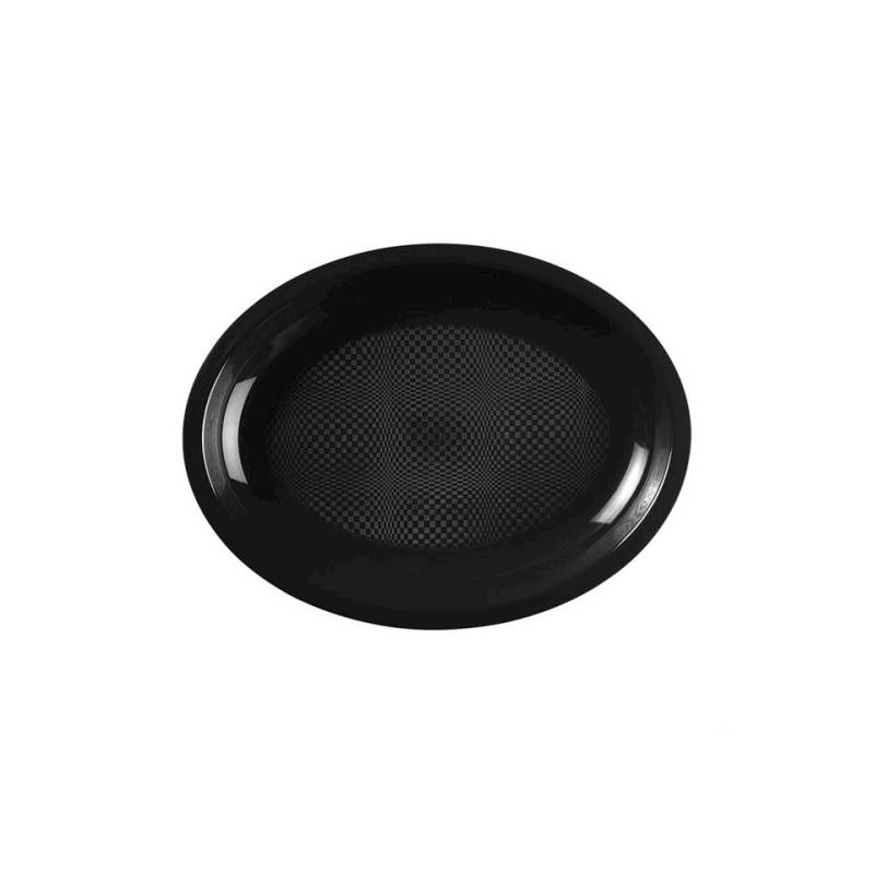 Assiette ovale en polypropylène noir 25.5x19 cm
