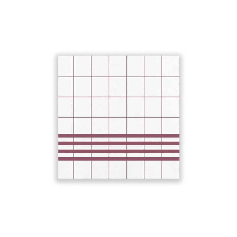 Serviette de table London blanche et bordeaux en polyester et cellulose 40x40 cm