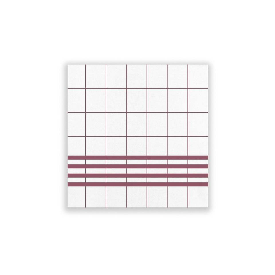 Serviette de table London blanche et bordeaux en polyester et cellulose 40x40 cm