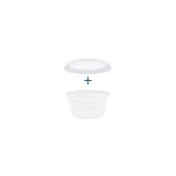 Vaso para salsa con tapa de plástico transparente cl 3