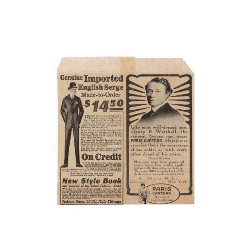 Sachet de chips Times decor dans du papier sulfurisé marron 12x12 cm