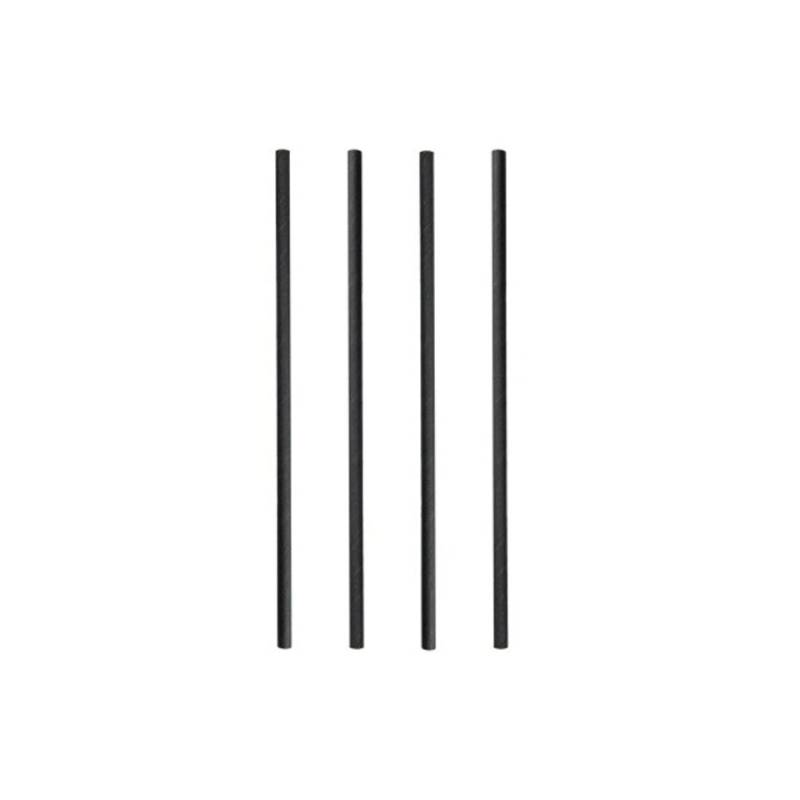 Pajitas biodegradables de papel negro 20x0,6 cm