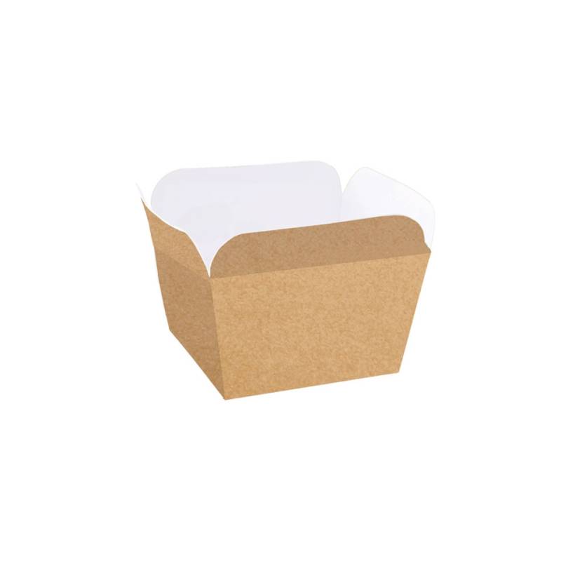 Contenedor cuadrado de papel marrón 6x6x5 cm