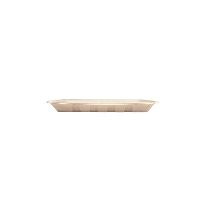 Bandeja rectangular biónica de bagazo marrón 27x16,7x2,6 cm