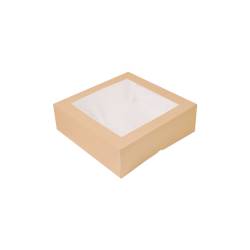 Caja de papel marrón con tapa y ventana cm 32x32x10