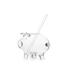 Vaso Hucha de vidrio borosilicato con pajita cl 36