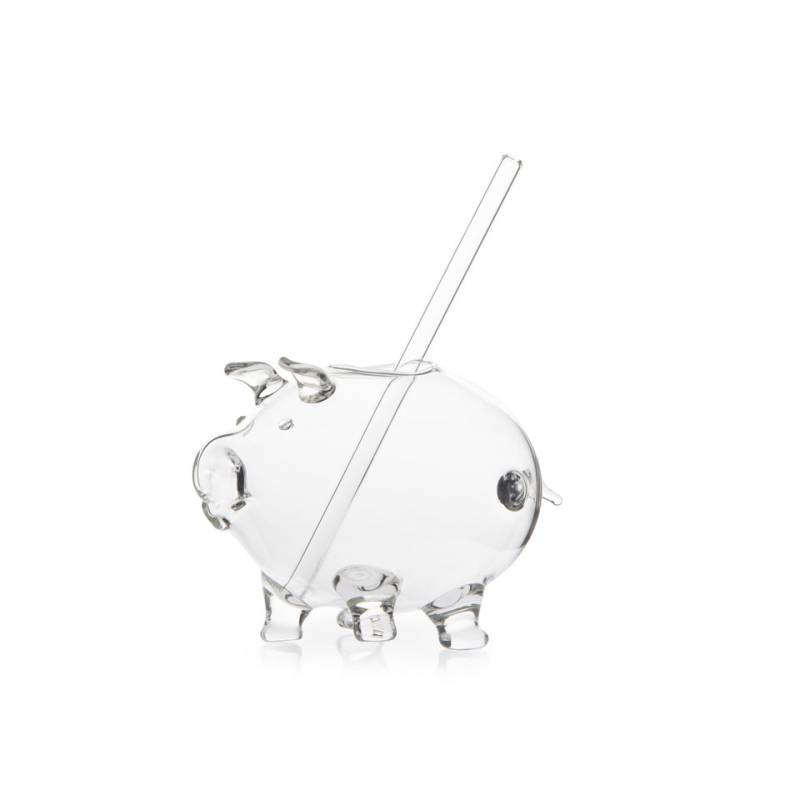 Vaso Hucha de vidrio borosilicato con pajita cl 36