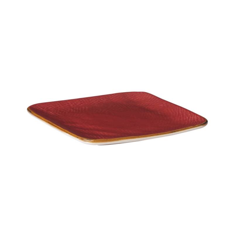 Mediterraneo Novità Home quadratischer Keramikteller kirschrot cm 11.7