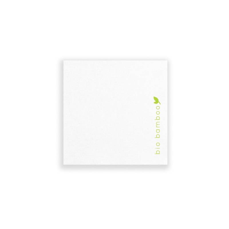 Serviette de table compostable Bio Bamboo en viscose et cellulose blanc 20x20 cm