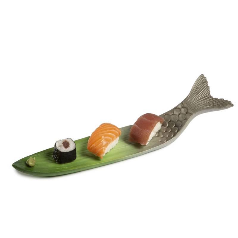 Fishleaf 100% Chef plato de resina gris verde 34 cm