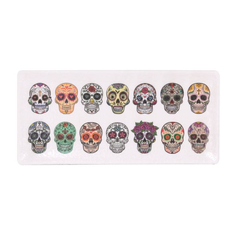 Korio Tuxpan bandeja rectangular de melamina con calaveras 23x11 cm