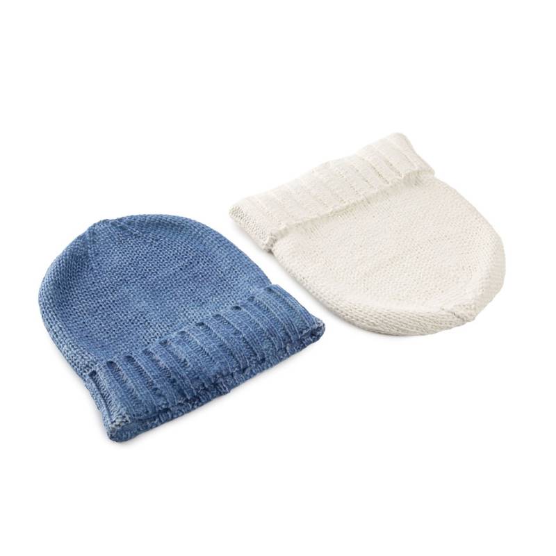 Assiette bonnet de ski 100% Chef en porcelaine bleue 21x19 cm