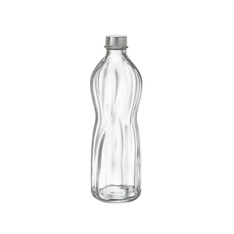 Botella Aqua Bormioli Rocco con tapón hermético de vidrio plateado lt 1