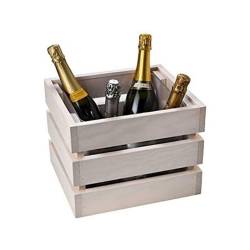Porte-bouteilles carré en bois peint blanc 30.6x27.8x22.7 cm