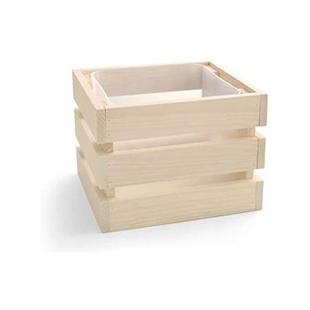 Porte-bouteilles carré en bois peint blanc 30.6x27.8x22.7 cm