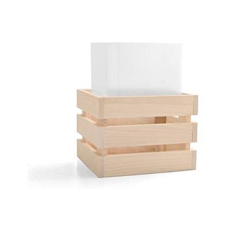 Botellero cuadrado de madera pintada de blanco 30,6x27,8x22,7 cm