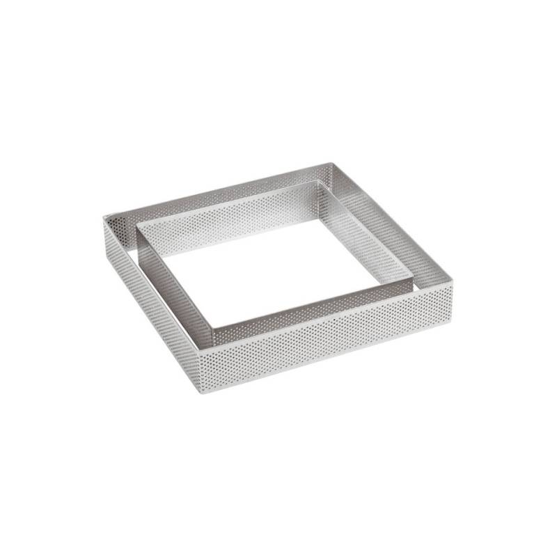 Molde cuadrado de acero inoxidable perforado 15x15 cm