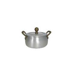 Casserole ligure arrondie avec couvercle et 2 poignées en aluminium cm 13