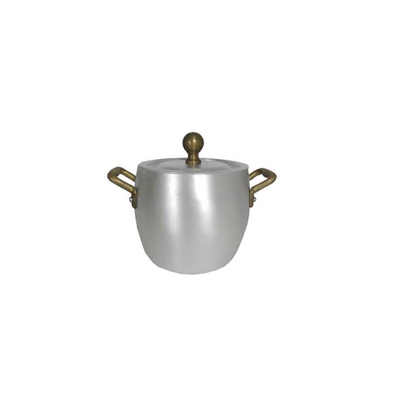 Olla redonda con tapa y 2 asas de aluminio 12,5 cm