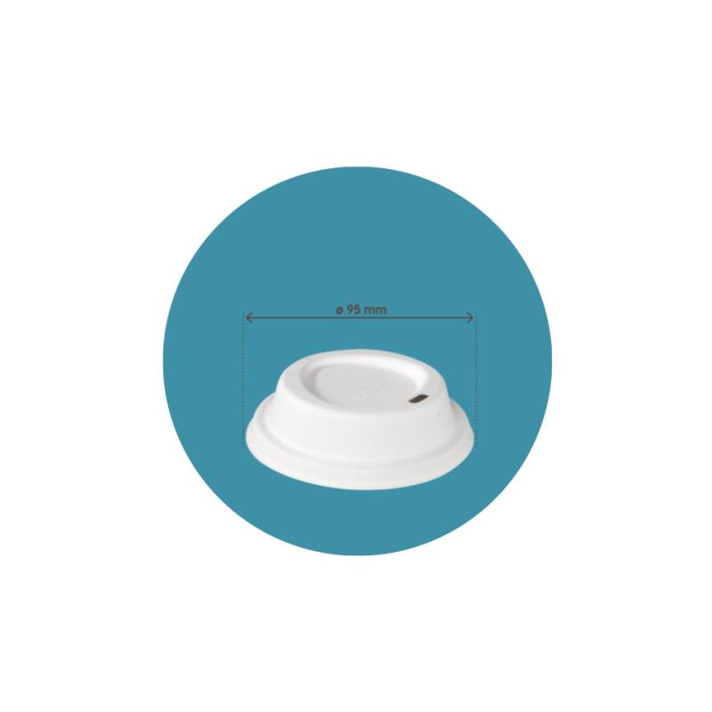 Couvercle bio en bagasse blanche 9,5 cm