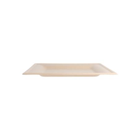 Plato plano cuadrado bagazo crudo 20x20 cm