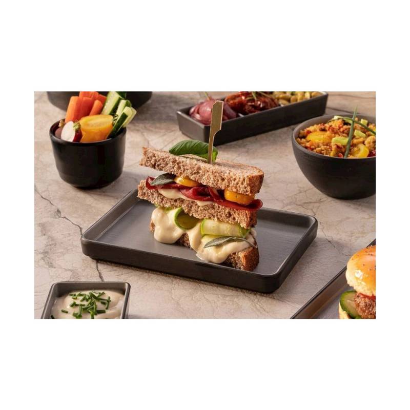 Bandeja rectangular Tenerife en melamina gris 19x12,3x2 cm