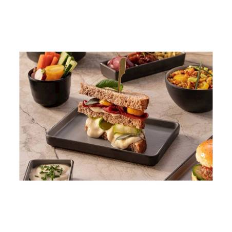 Bandeja rectangular Tenerife en melamina gris 19x12,3x2 cm