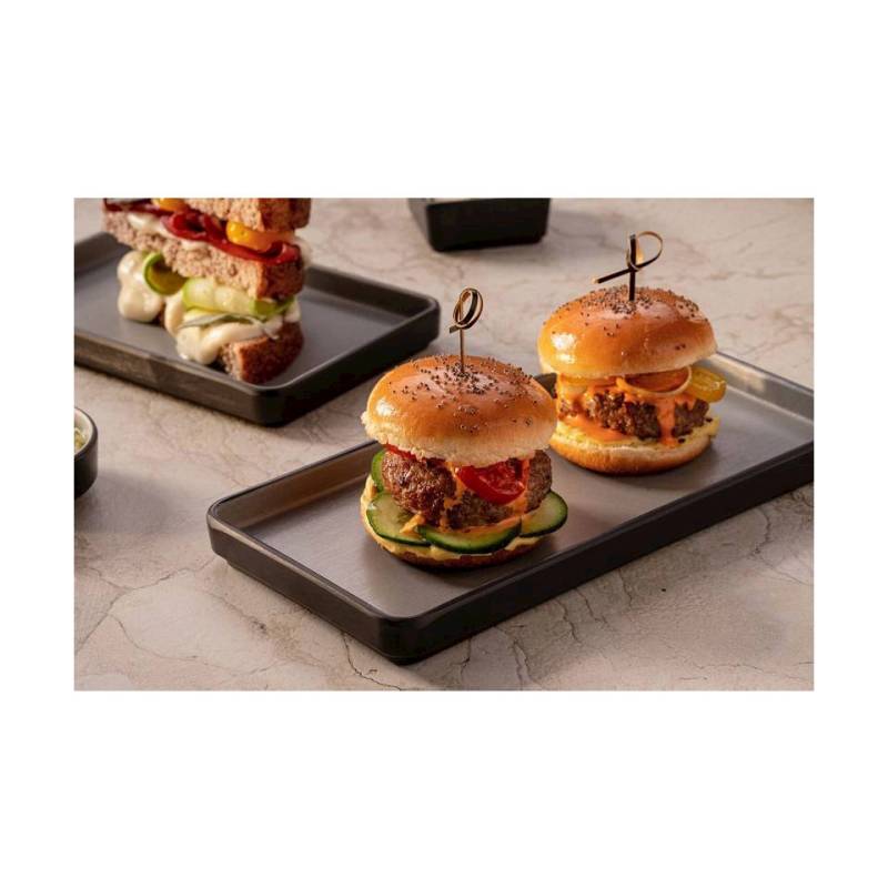 Bandeja rectangular Tenerife en melamina gris 19x12,3x2 cm