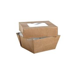 Caja de papel marrón con tapa y ventana cm 8,5x8,5x4