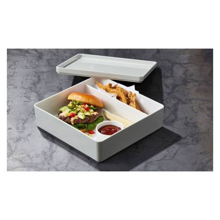 Nu Bento Box bandeja tapa en melamina blanca 26,5x25,5 cm