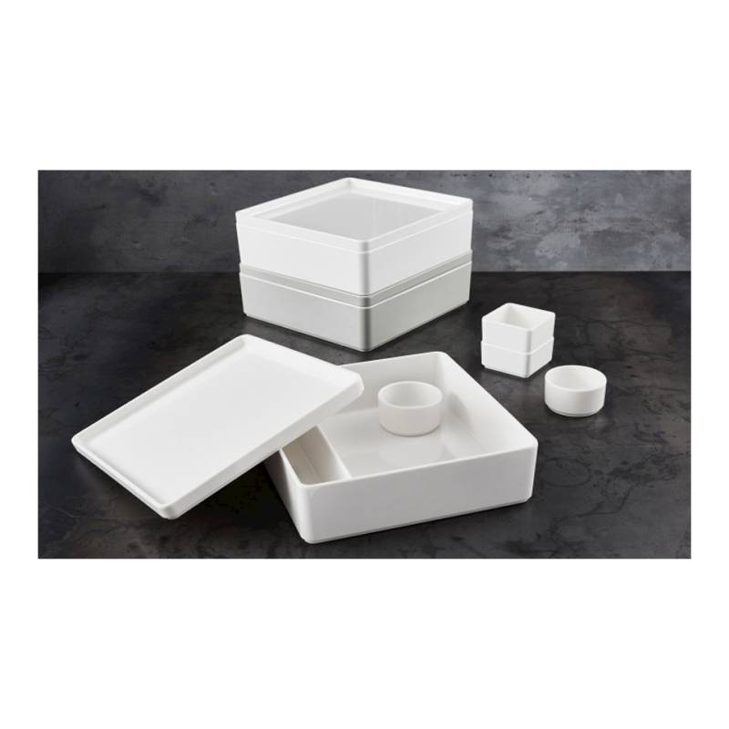 Boîte à bento Nu en mélamine grise 26,5x25,5 cm