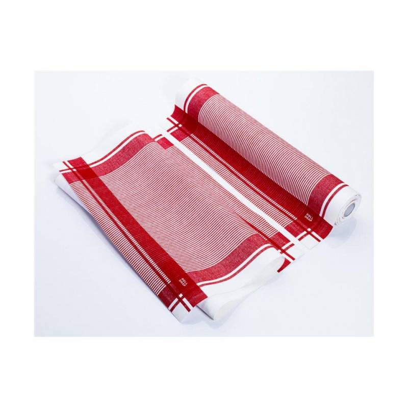 Rouleau de lavette vintage multi-usages 100% coton blanc et rouge cm 40x64