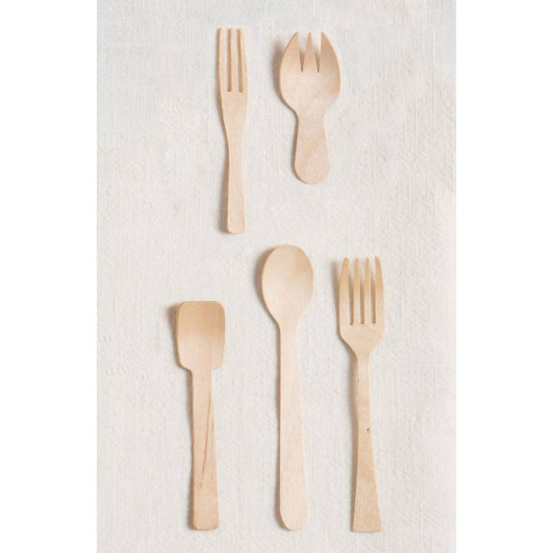 Mini fourchette en bois à 3 dents Jungle 8 cm