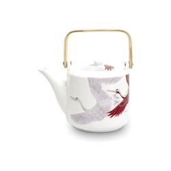 Crane teapot with white porcelain filter lt 1