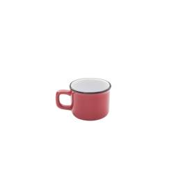 Mini mug en porcelaine rouge sans assiette avec bord noir cl 6