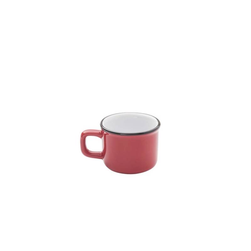 Mini taza de porcelana roja sin plato con borde negro cl 6