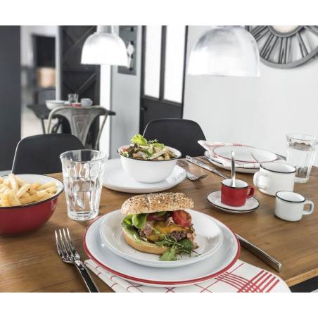 Mini taza de porcelana roja sin plato con borde negro cl 6