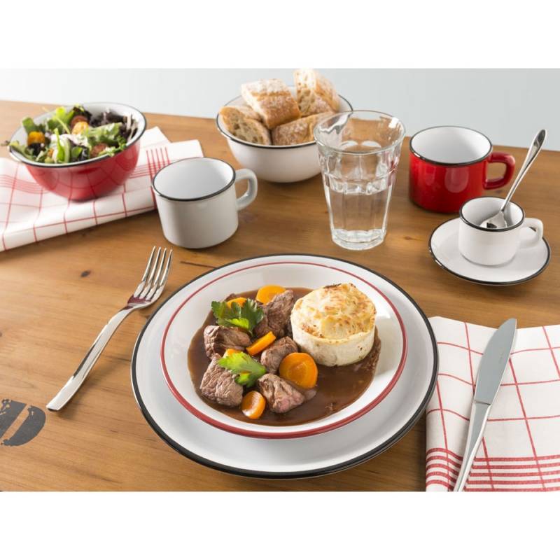 Mini taza de porcelana roja sin plato con borde negro cl 6