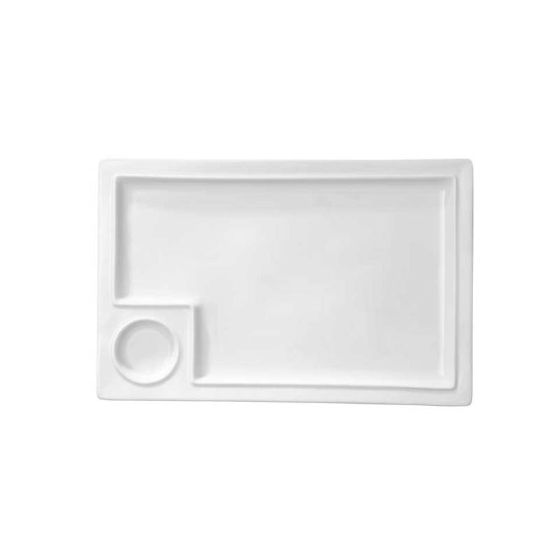 Plateau rectangulaire en porcelaine blanche Plancha avec impression 35.5x23 cm