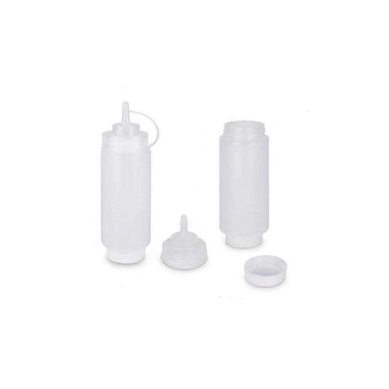 Bouteille à presser à double ouverture avec bouchon transparent cl 24
