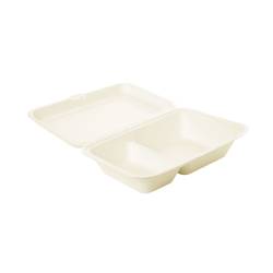 Contenedor de 2 compartimentos con tapa de bagazo 25x16 cm