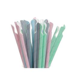 Pailles en papier avec cuillère couleurs mélangées cm 20x0,8