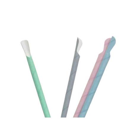 Pailles en papier avec cuillère couleurs mélangées cm 20x0,8