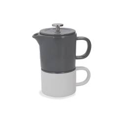 Coffee For One Barcelona en céramique blanche et grise