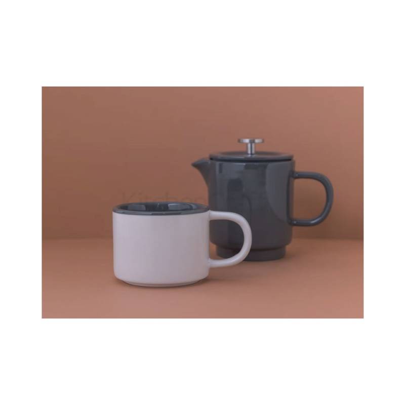 Coffee For One Barcelona en cerámica blanca y gris