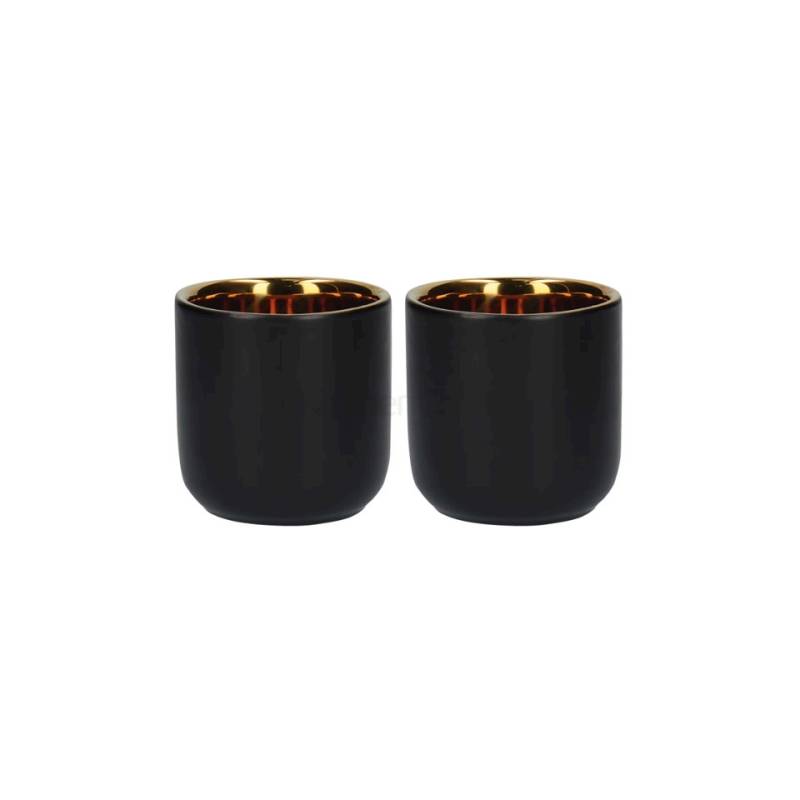 La Cafetière vaso de café de cerámica negra de doble pared con interior dorado cl 7