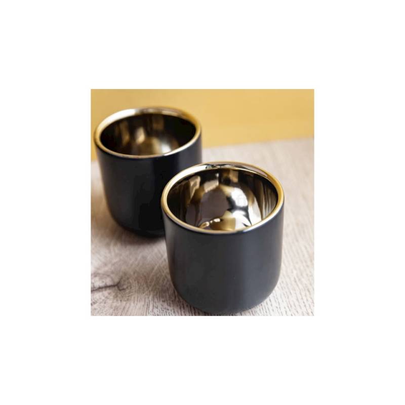 La Cafetière verre à café double paroi en céramique noire avec intérieur doré cl 7
