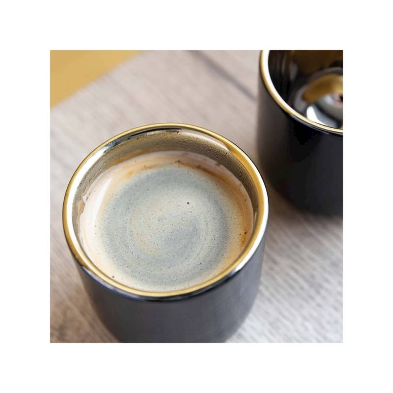 La Cafetière verre à café double paroi en céramique noire avec intérieur doré cl 7